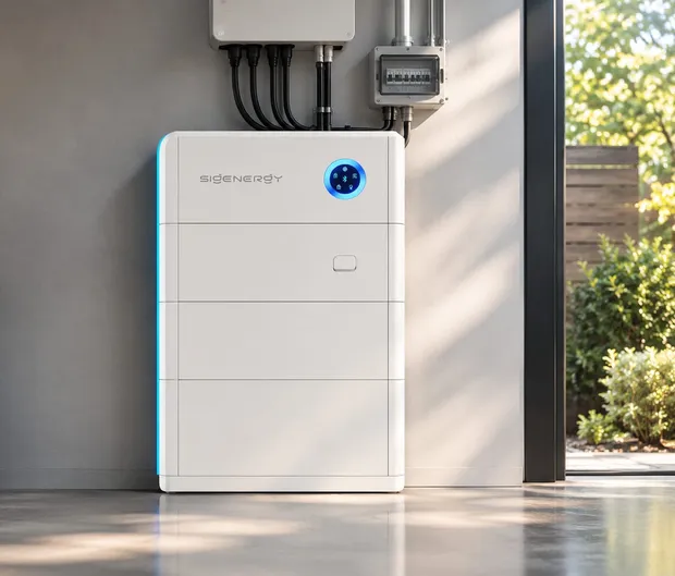 Sigenergy SigenStor thuisbatterij van dichtbij, opgebouwd uit gestapelde modules